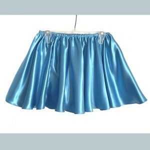 Light blue satin mini skirt with elastic waist. Size S. New